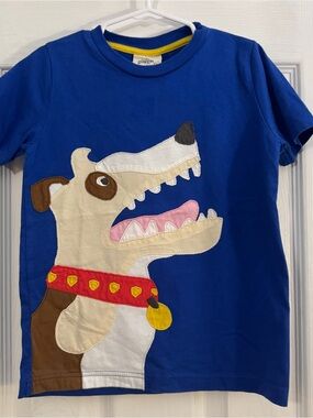 Mini Boden Baby Boy Royal Blue T‑Shirt with Dog Appliqué Short Sleeve